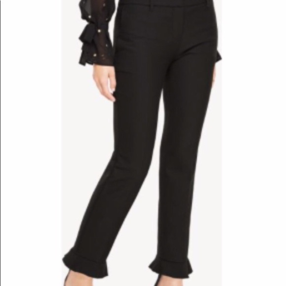 Ann Taylor Black Ruffle Hem Ankle Pants Size 6